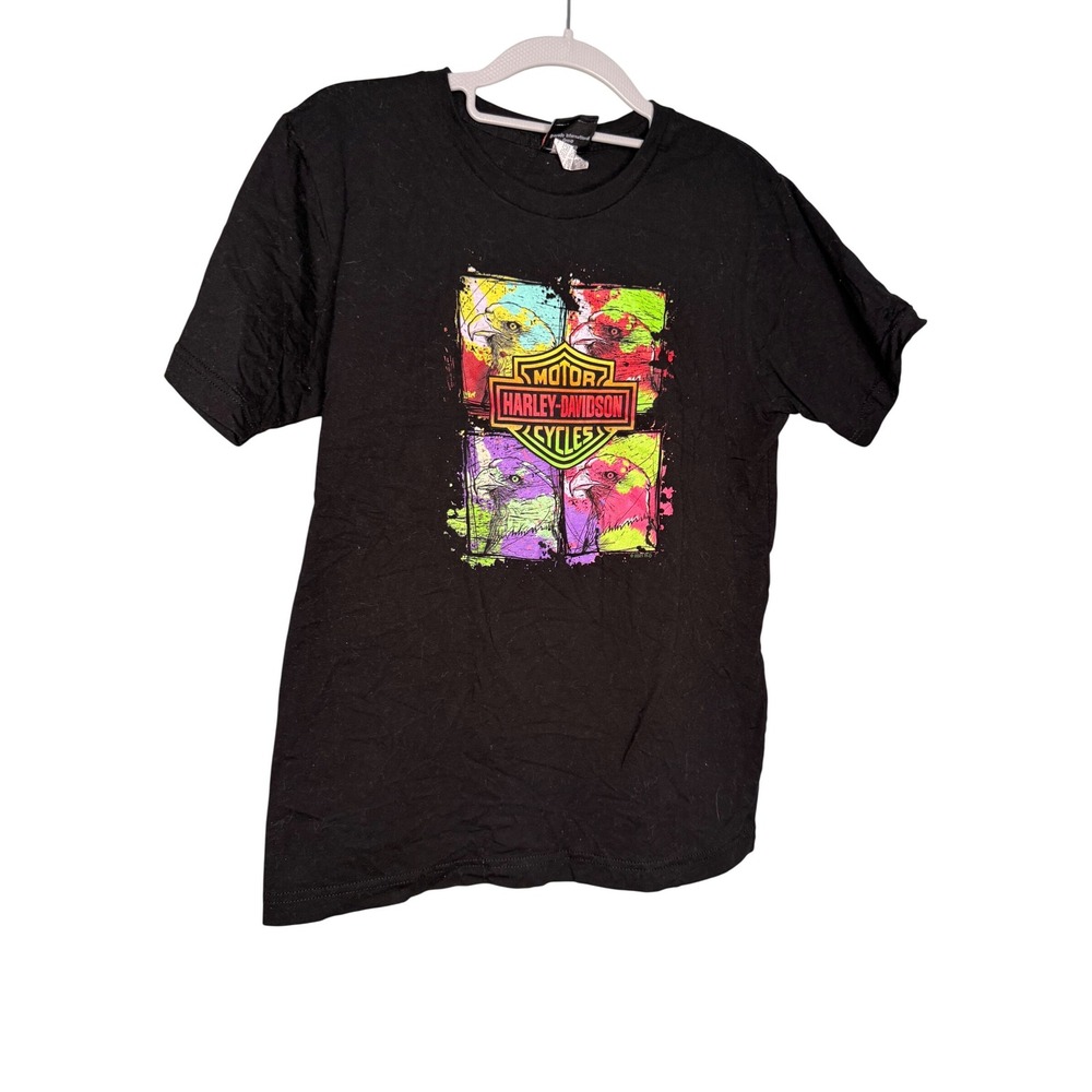 Harley-Davidson women's colorful multi color black eagle‎ graphic t-shirt youth